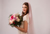 ESTELLE | Modern Pearl Veil | Trendy Veil | Single Tier Light Pink Veil