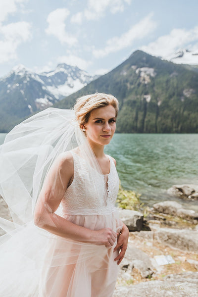 Simple BLUSH Wedding Veil | Single Tier OR 2 Tier| Soft Tulle Bridal Veil | Ready To Ship